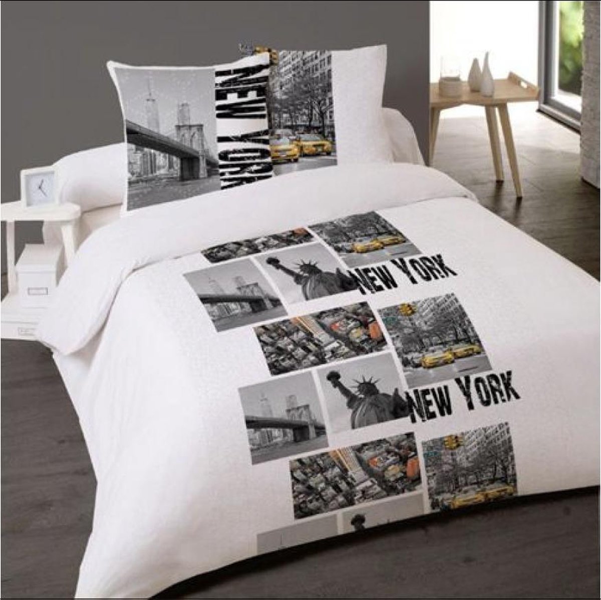 Dekbedovertrek Ny skyline- 200x200 cm + 2 kussenslopen 65x65 cm - 100% katoen