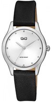 Prachtig Q&Q dames horloge met zwart lederen band QZ51J301