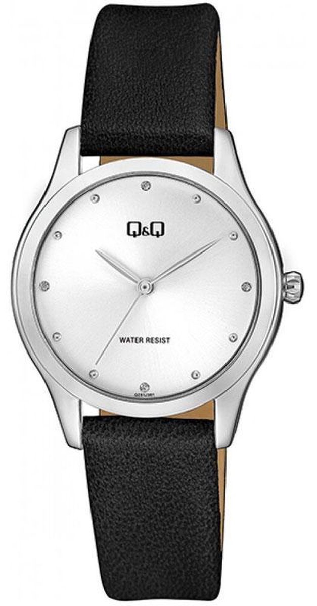 Prachtig QQ dames horloge met zwart lederen band QZ51J301