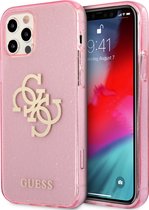 Limited Edition Guess TPU Full Glitter Case voor iPhone 12/12 Pro Roze