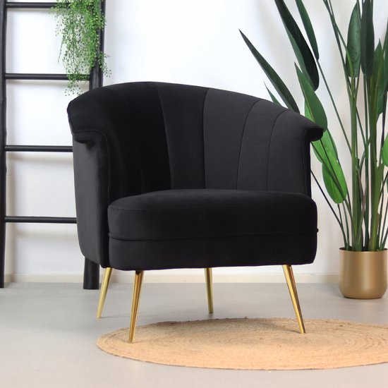 Bronx71® Velvet fauteuil Amy zwart