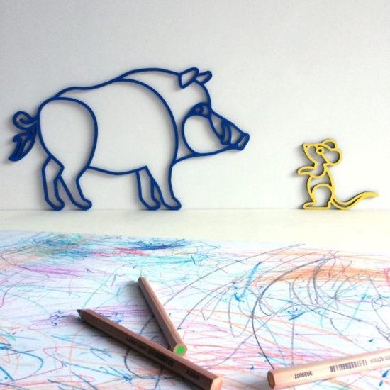 Mono Object socle animal sanglier bleu moyen - 38 x 22 x 0,6 cm