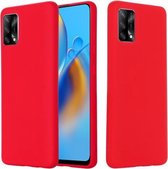 Voor OPPO A74 4G / F19 pure kleur vloeibare siliconen schokbestendige volledige dekking (rood)