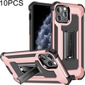 10 PCS Knight Jazz PC + TPU schokbestendige beschermhoes met opvouwbare houder voor iPhone 11 Pro (roségoud)