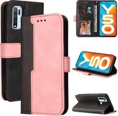 Voor vivo Y50/Y30 Global Business Stitching-Color Horizontale Flip PU lederen tas met houder & kaartsleuven & fotolijst (roze)