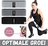 Falcon Fit Booty Band voor Benen en Billen - Weerstandsbanden Set - Resistance Band Set - Fitness Elastiek Set - Weerstandsband - Resistance Bands - Bootyband - Grijs - Zwart - 3 Stuks