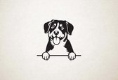 Entlebucher sennenhond - Entlebucher Mountain Dog - hond met pootjes - M - 60x64cm - Zwart - wanddecoratie