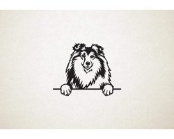 Shetland Sheepdog - Sheltie - hond met pootjes - S - 36x47cm - Zwart - wanddecoratie