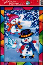 Raamsticker Kerst - Dansende Sneeuwpop - 20x27 cm