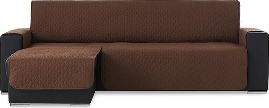 Geo Quilt Chaise Longue Links - Bankbeschermer - 200cm breed - Bruin - Teflon beschermlaag - OekoTex keurmerk