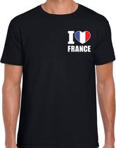 I love France t-shirt zwart op borst voor heren - Frankrijk landen shirt - supporter kleding L