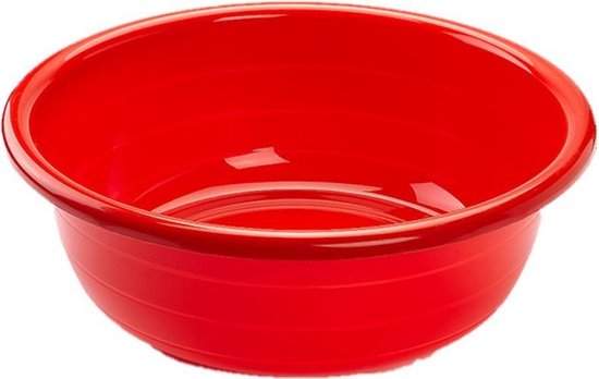 Set de 2x grande bassine/lave-vaisselle en plastique ronde 30 litres rouge  -... | bol
