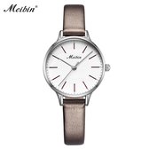 Longbo - Meibin - Dames Horloge - Bruin/Zilver/Wit - 28mm