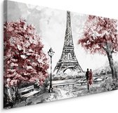 Schilderij - Romantisch Parijs  , Wanddecoratie , Premium print