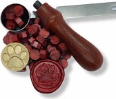 SET: Smeltlepel & Stempel voor het maken van Waxzegels & lakzegels - Poot - Incl. 20 waxzegels rood - Knutselen - Knutselpakket - Dieren