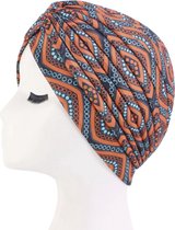 Cabantis Afrikaanse- Hijab|Afrikaans|Tulband|Muts|Haarband|Stretch|Artistiek Zwart-Oranje-Blauw