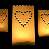 Candlebags Love 10 stuks wit - papieren kaars houder - lichtzak - candlebag - sfeerlicht - kerst - valentijn