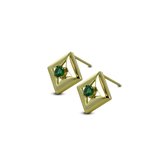 Silventi 9SIL-21534 Stud Argent Boucles d' Clips d'oreilles - Dames - Diamant - 8,5 x 8,5 mm - Vert Agate - Star - Argent - plaqué or (plaqué or / or sur Argent)