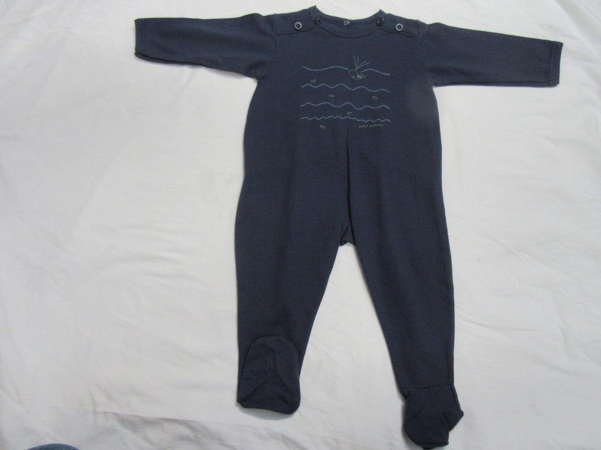 petit bateau , jongens, pyjama ,marine , katoen , 12 maand 74
