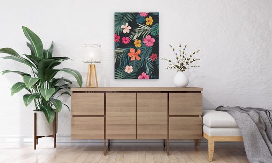 Artaza Peinture sur toile dessinée Fleurs tropicales – Abstrait – 40 x 60 – Photo sur toile – Impression sur toile