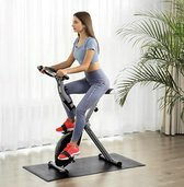 SONGMICS Hometrainer - fitnessfiets -  inklapbare fitnessfiets, 8 magnetische weerstandsinstellingen, met vloermat, hartslagmeting, mobiele telefoonhouder, tot 100 kg belastbaar
