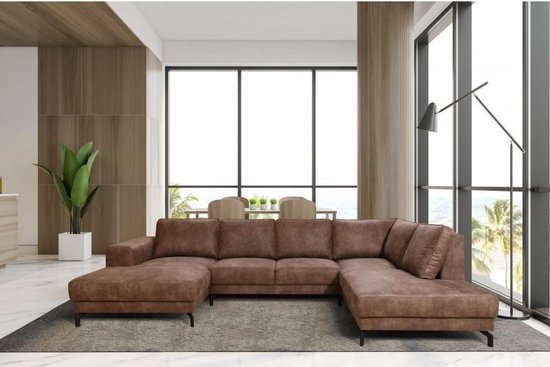 Canapé d'angle Marron - U Bank - Canapé lounge -Panoramic Salon 350 cm