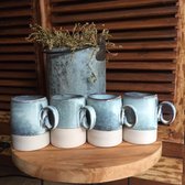 Cappuccino mok - koffie mok - mok met oor - set 4 stuks