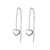 Silventi 9NBSAM-190092 Zilveren Oorbellen - Dames - Doortrek Oorbellen - 9 cm - Hartje - 8 x 10 mm - Ankerschakel -  7 mm Dik - Rhodium - Zilver