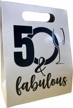 Geschenkdoos met handvat - Wit - Diverse opschriften - Geschenkverpakking karton voor feest, jubileum, verjaardag, vriendschap - 5 stuks