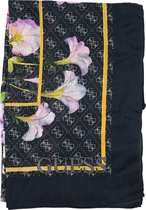 Guess Printed Kefiah 130X130 Dames Sjaal - Zwart