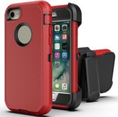 Robot schokbestendig siliconen + pc-beschermhoes met clip aan de achterkant voor iPhone 6s / 6 (rood zwart)