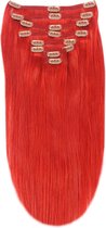 Remy Human Hair extensions Double Weft straight 22 - rood Red#