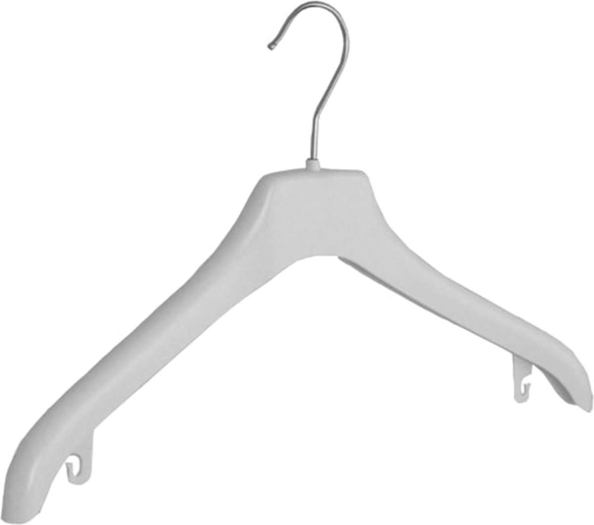 De Kledinghanger Gigant - 10 x Mantelhanger / kostuumhanger kunststof wit met schouderverbreding, 38 cm