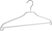 De Kledinghanger Gigant - 15 x Blouse / shirthanger metaal met broeklat en witte anti-slip coating, 46 cm