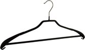 De Kledinghanger Gigant - 10 x Mantel / kostuumhanger metaal met broeklat, schouderverbreding en zwarte anti-slip coating, 46 cm