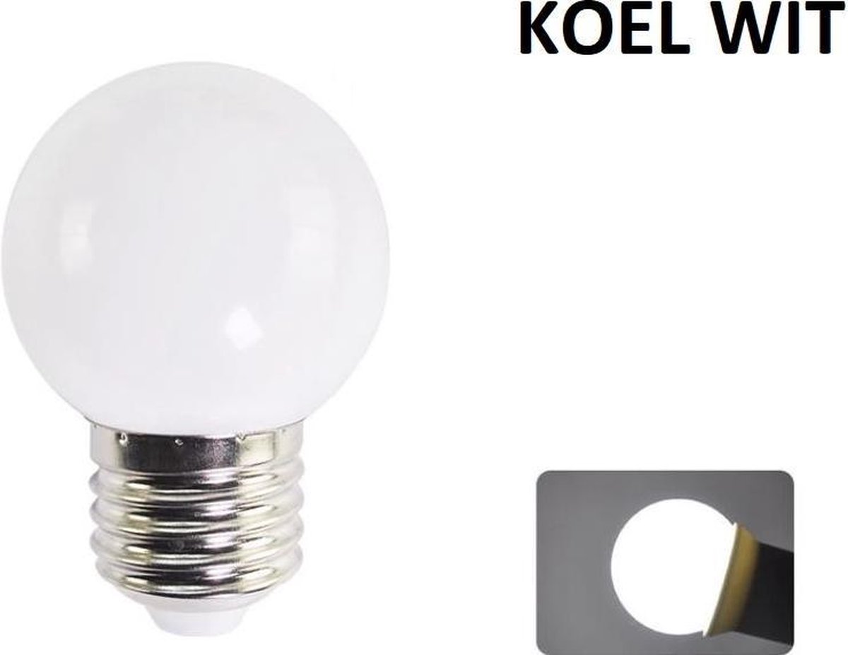 LED Bollamp E27 - 2 Watt - Koel Wit