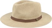 Brixton hoed messer straw fedora Lichtbruin-S (55-56)