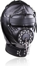 BDSM Extreem Sensory Deprivation Masker met Openbare Mondstop/gag en Gehoordempers