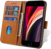 iPhone SE(2020) Hoesje van Leer Bruin - Luxe Lederen iPhone SE(2020) Hoes Flip Case Bruin - Bruine Leren Bookcase Hoes Met Pashouders Voor iPhone SE(2020) - Smartphonica