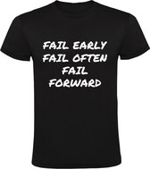 Fail Early, Fail Often, Fail Forward  Heren t-shirt | faal | doorzettingsvermogen | doorzetter | spirit | Zwart