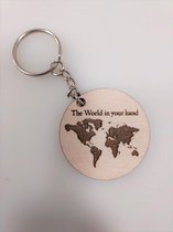 Wereld Sleutelhanger / the world in your hand / woordspeling / variant 2