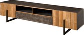 Tv meubel - missouri teakhouten tv meubel - groot - bruin, zwart - 222x45x53