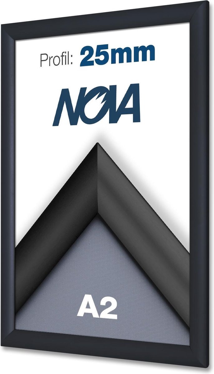 Nova 4 PACK Nova Kliklijsten A2 42 x 59.4 cm aluminium zwart – wissellijst - posterlijst