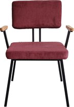 Old Inn - Eetkamerstoel Finn Metalen Onderstel Ribstof Bordeaux Rood met Arm