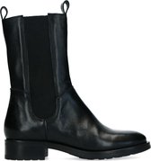 Manfield - Dames - Zwarte leren chelsea boots met rits - Maat 38