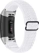 YONO Fitbit Charge 4 Bandje - Charge 3 - Nylon Stretch – Wit