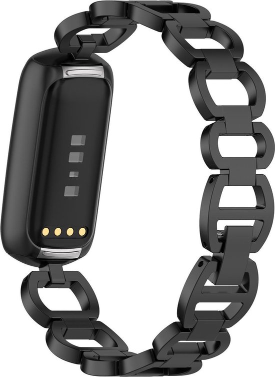 YONO Fitbit Luxe Bandje – Special Gevlochten Metaal RVS Schakel – Zwart