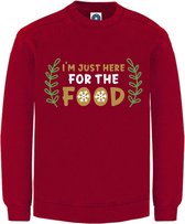 Kerst sweater - I'M JUST HERE FOR THE FOOD - kersttrui - ROOD - large -Unisex