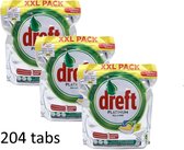 Dreft Vaatwas tabbletten All in One Platinum, 3 zakken a 68st Lemon ( 204 stuks )