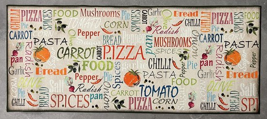 MOMO Rugs - Loper – Pizza - 60x190 cm - vloerkleed - laagpolig tapijt - Design, Modern - Kitchen Masters